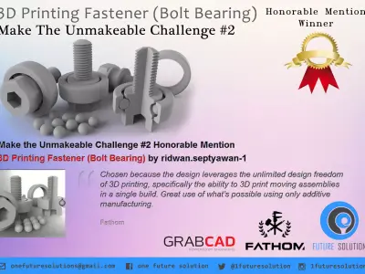 3D Printing Fastener - Bolt Bearing Free 3D model