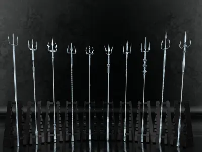 50 Spear Base Mesh  Clean UV and IMM Brush and  ABR Brush  VOL01 3D model