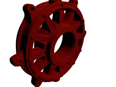 Industrial Red Cast Metal Component 3D model