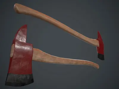 Fire Axe PBR Game Ready Low-poly 3D model