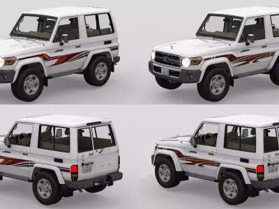 Toyota Land Cruiser 70 Series 2010-2023 with engine Low-poly 3D model