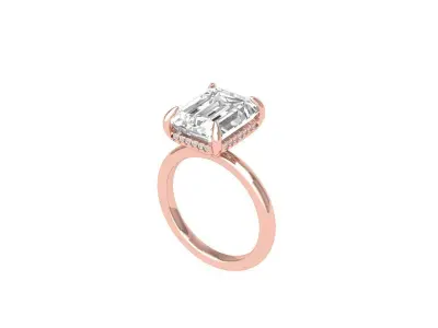  Emerald Solitaire Ring With Hidden Halo 3D print model