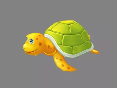 Cartoon Green Turtle Low-poly 3D model