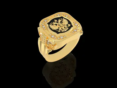 Signet   MEN Ring  with  Russian gerb  3D print model
