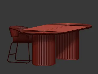 Dining Set conference table and chair 3D model