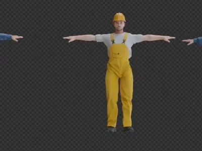 Factory Workers Pack of 3 RIGGED  3D model