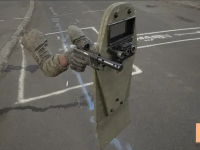 FPS Pistol Tactical Shield Animations Low-poly 3D model