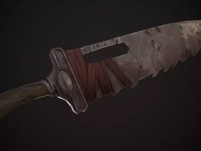 Saw-Cleaver knife Low-poly 3D model