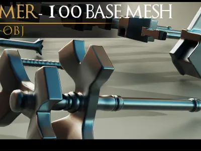100 Models-Cold Weapons-Hammer Weapons-Game Ready Model-Vol 09 Low-poly 3D model