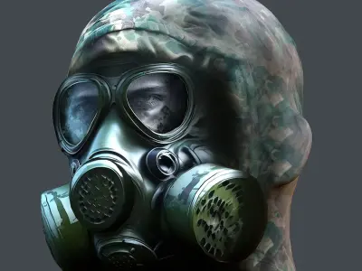 Gas mask helmet 3d model military combat Low-poly Low-poly Low-poly 3D model