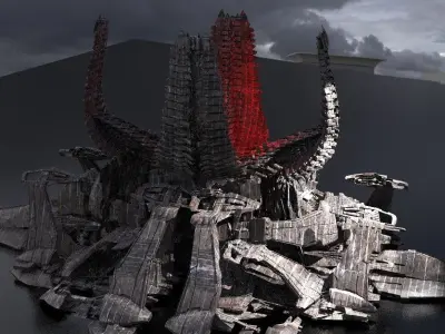 Alien Spine Tower City 3 3D model