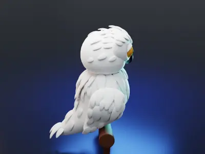 cute owl cartoon character Free 3D model
