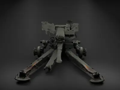 Destroyed Towed Howitzer D-30A 122mm Photoscan 3D model