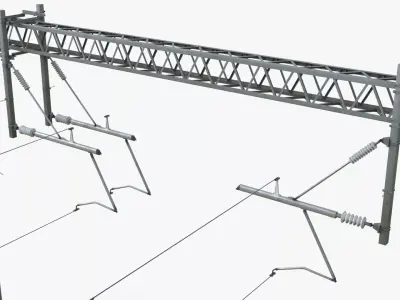 Railway Electrification Gantry Structure Gray 3D model purchase