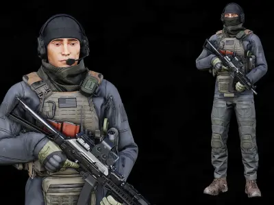 Modular Soldier PMC V1 Low-poly 3D model