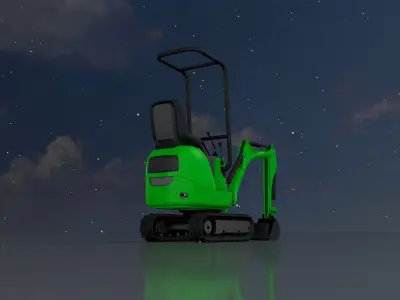 Mini-Digger Green Low-poly 3D model