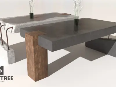 Concrete Table  Low-poly 3D model