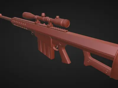 Barrett Sniper Rifle Low Poly Rigged Low-poly 3D model