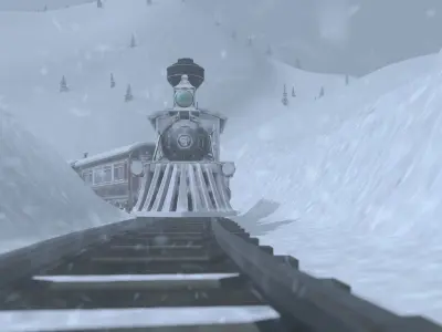 Winter Train Low-poly 3D model