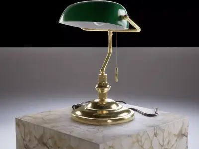 Desk lamp  Churchill style High and  Low-poly 3D model