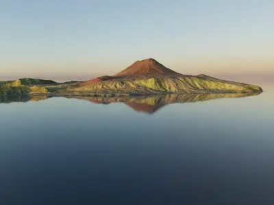 Small Aleutian Island Volcano 3D model