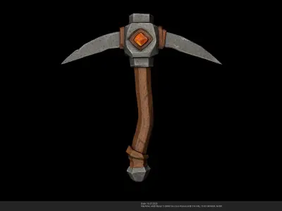 Stylized Miners Pickaxe 3D Model - AI Low-poly 3D model