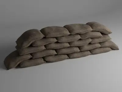 Sandbag Walls Fortifications  Low and Highpoly PBR Low-poly 3D model
