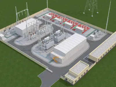 Electrical power substation-power station 3D model