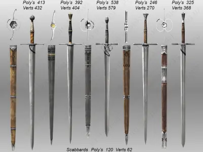 Bastard Swords Low-poly 3D model