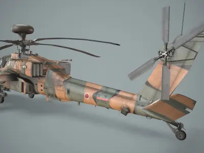 Apache AH-64D Japan Ground Self-Defense Force Basic Animation Low-poly 3D model