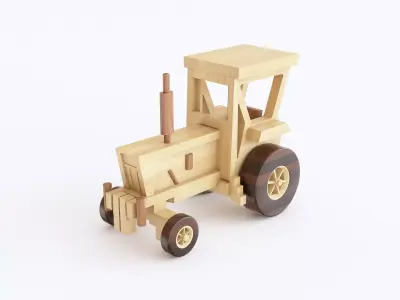 Wooden toy tractor 05 3D model