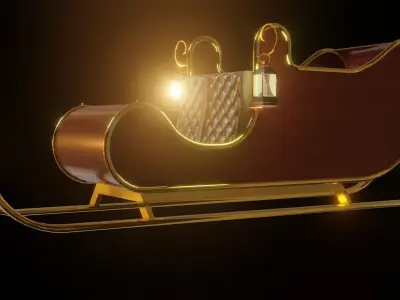Christmas Sleigh Low-poly 3D model