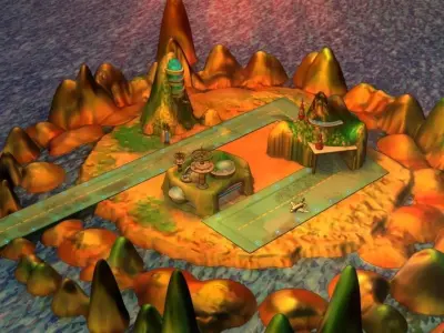 Island Base with Airplane 3D model