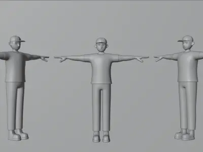 Delivery Man Cartoon Character Low-poly 3D model
