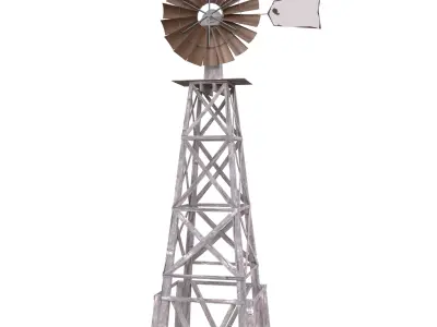 Old Wind Turbine Low-poly 3D model
