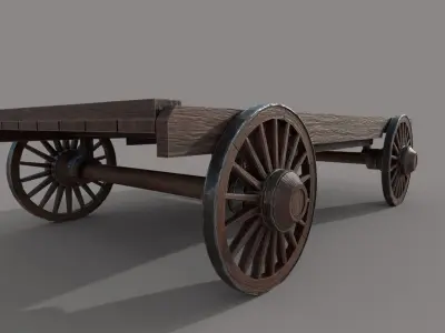 Wooden Cart Low-poly 3D model 23