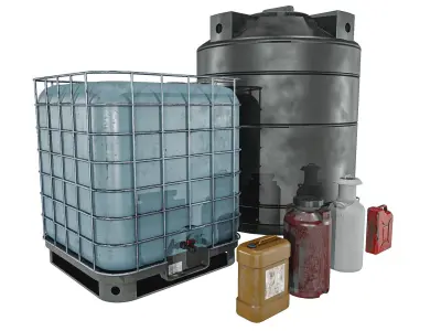 Liquid Tanks Pack 5 Types Low-poly 3D model
