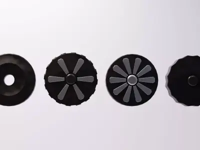 Set of rubber tires for retro cartoon cars 3D model