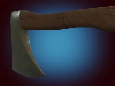 Mossy axe game-ready Low-poly 3D model
