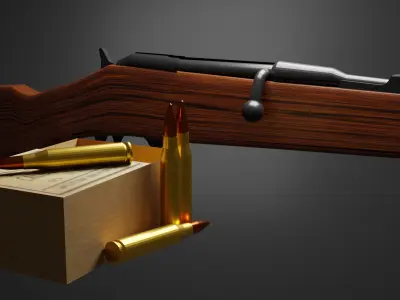 us rifle caliber 30 Low-poly 3D model