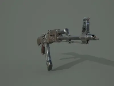 AK-47 silver sword Low-poly 3D model