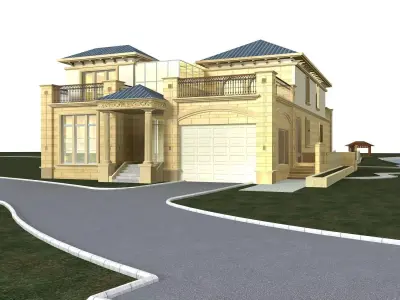 Villa house with driveway 3D model