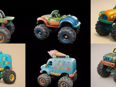 Monster Truck bundle 5 pack 100 glb 3D model