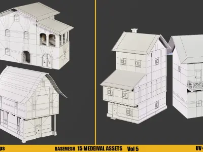Kitbash Medieval Assets With Textures Vol 5 Low-poly 3D model
