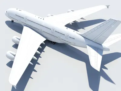 A380 Double Deck Wide-Body Airliner Static Blank Low-poly 3D model