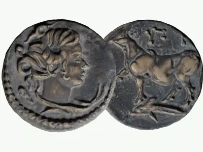 Ancient coin ALEXANDER Low-poly 3D model