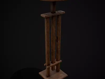 Antique Adjustable Stool Low-poly 3D model