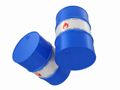 Steel oil barrel set blue 3D model
