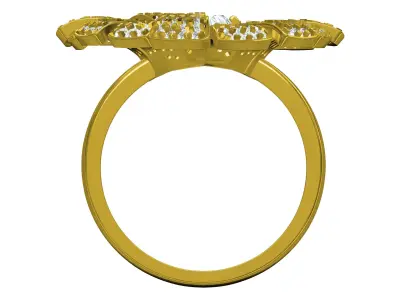 Antique Pear Stone Flower Cocktail Ring 3D print model