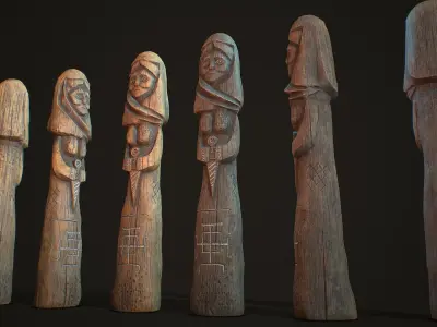 Totem wood 6 pbr 4k  Low-poly 3D model